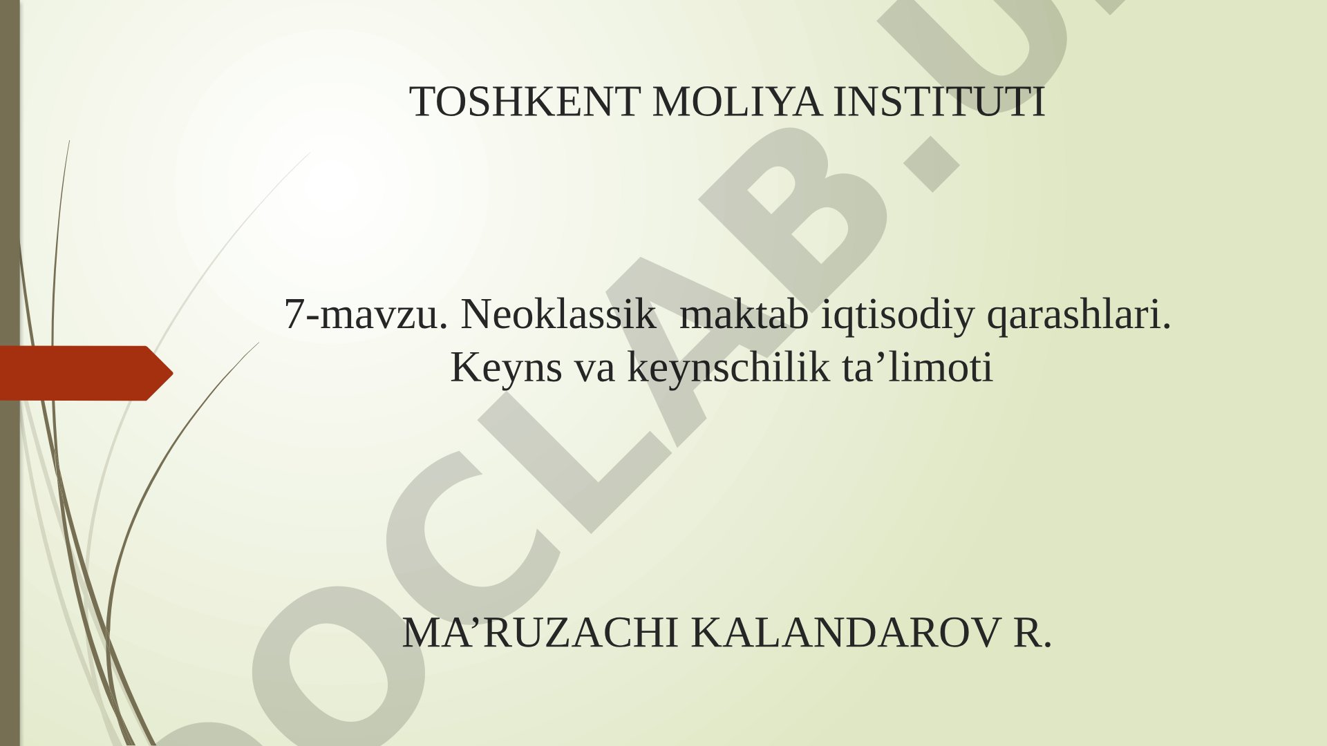 Neoklassik maktab iqtisodiy qarashlari. Keyns va keynschilik ta’limoti