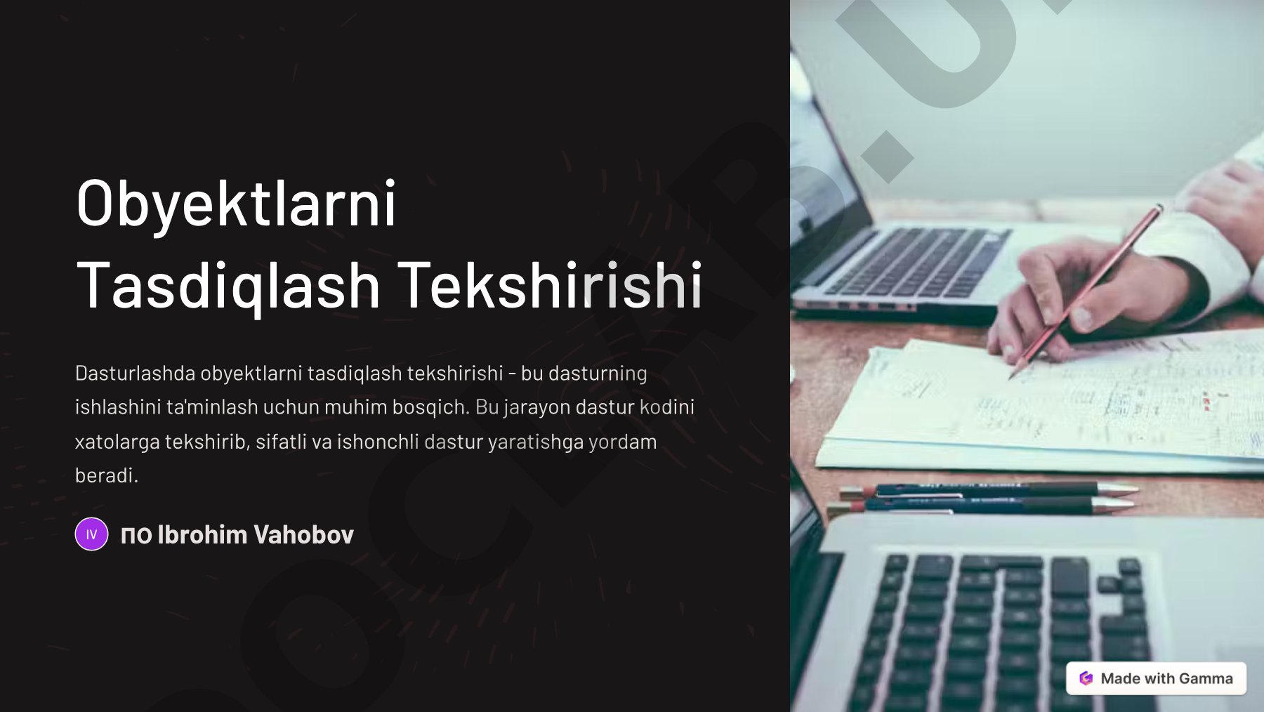 Obyektlarni tasdiqlash tekshirishi