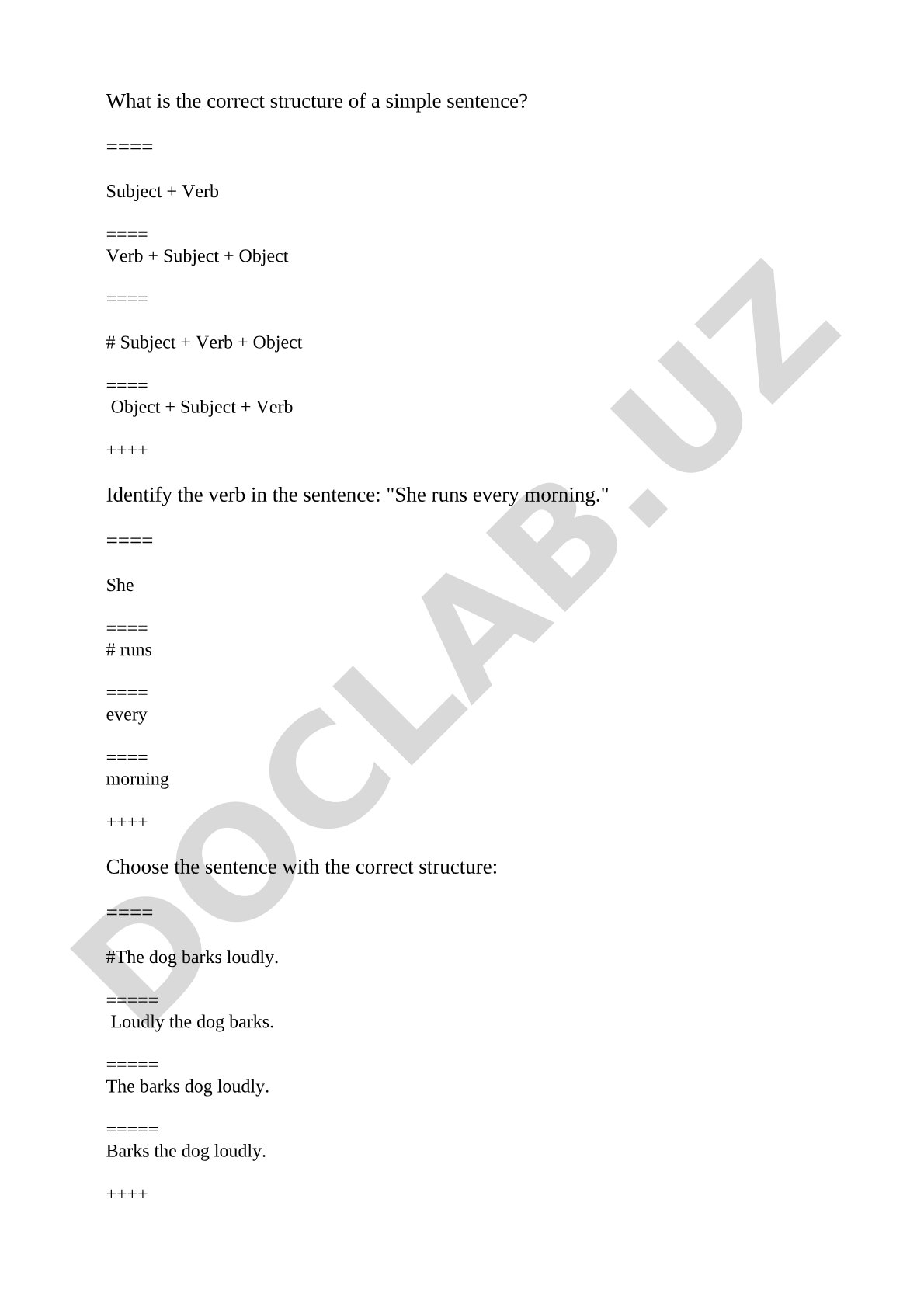 English sentence structure