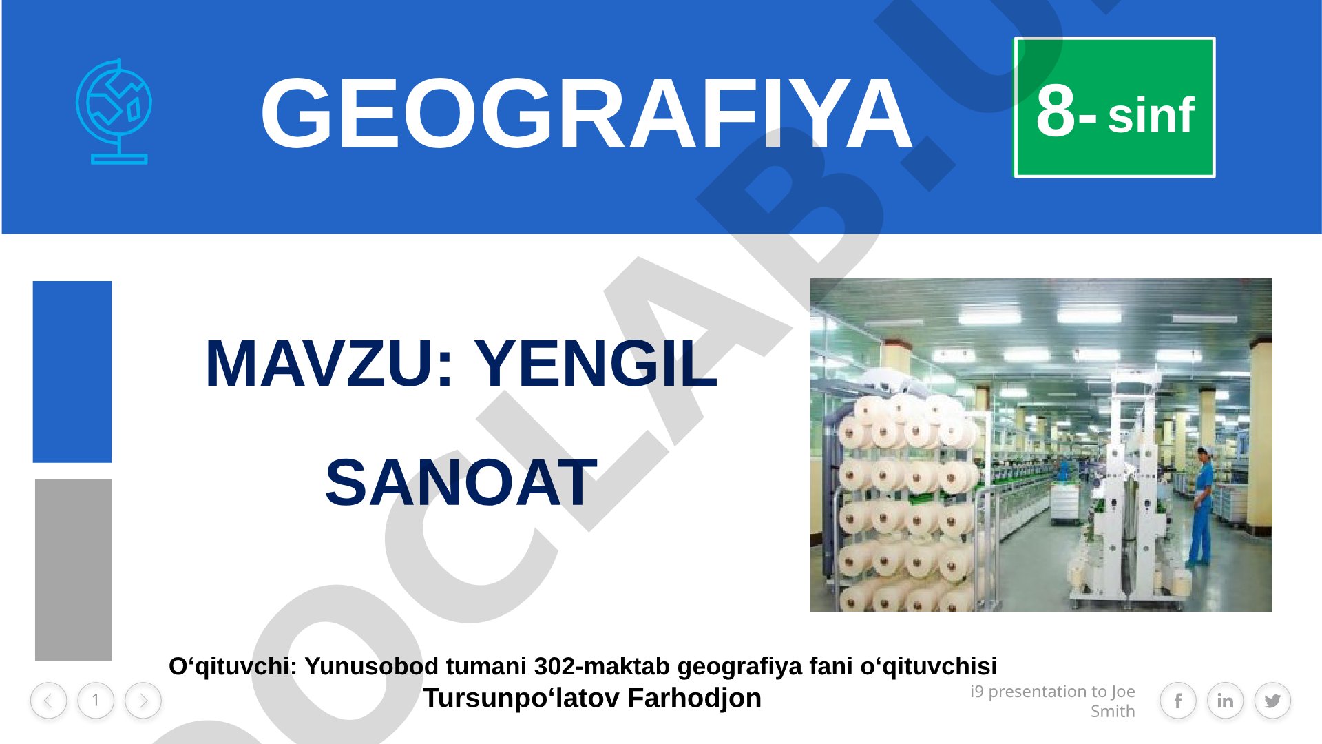 YENGIL SANOAT 8- sinf GEOGRAFIYA