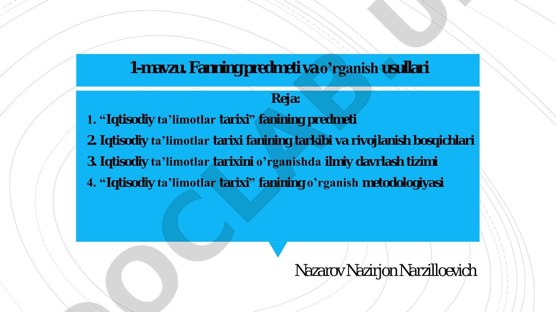 Fanning predmeti va oʼrganish usullari