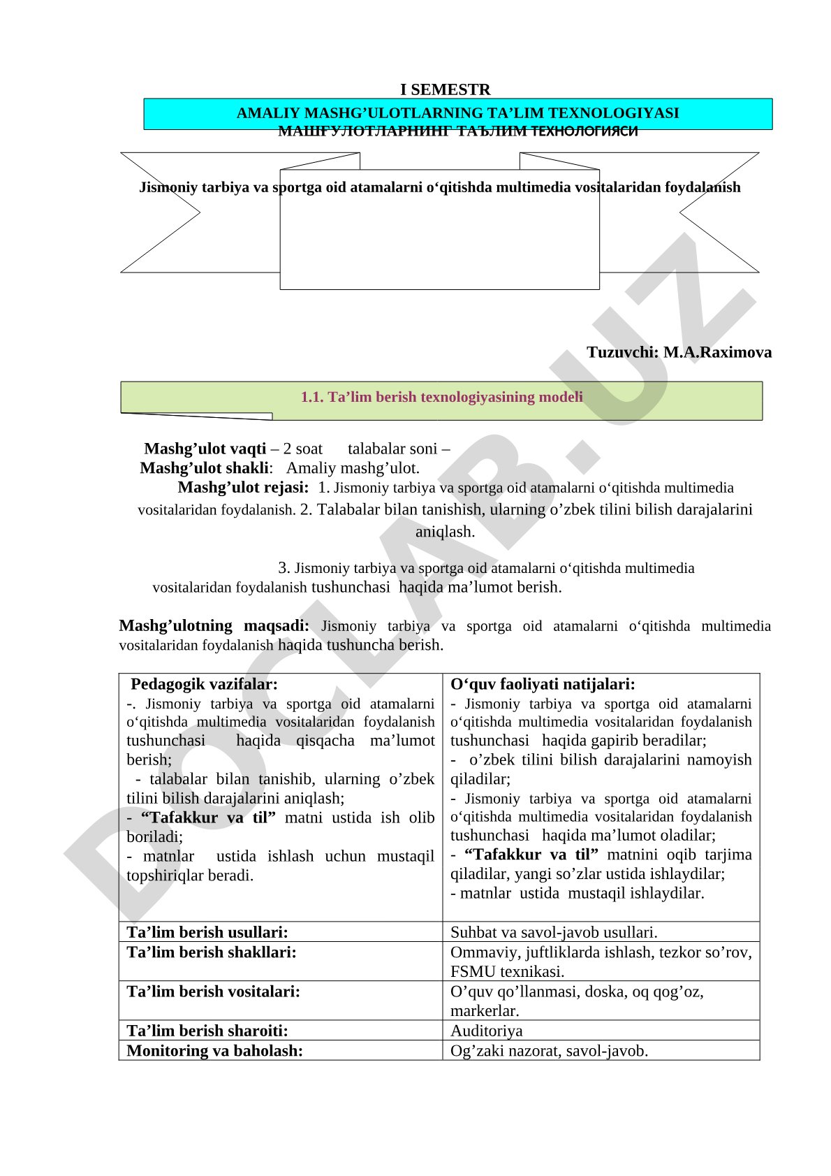 Jismoniy tarbiya va sportga oid atamalarni o‘qitishda multimedia vositalaridan foydalanish