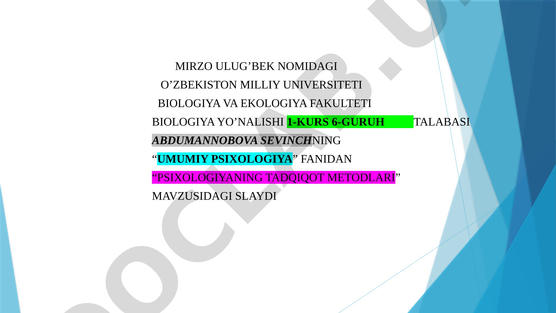 Psixologiyaning tadqiqot metodlari