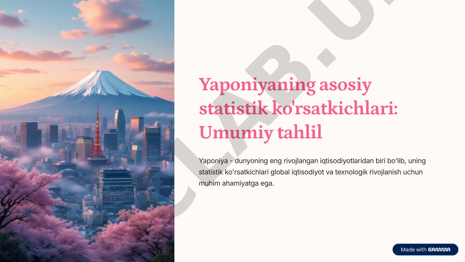 Yaponiyaning asosiy statistik ko'rsatkichlari: umumiy tahlil