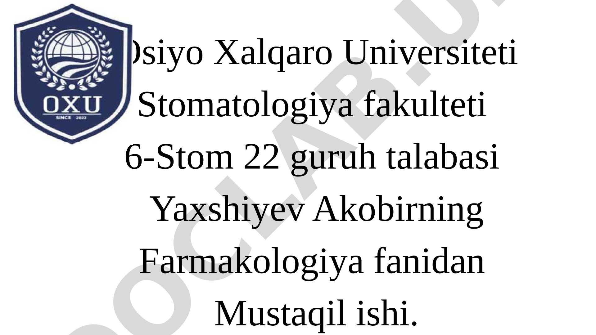 Viruslarga qarshi moddalar tasnifi, ta'sir mexanizmi va vakillari haqida mustaqil ish