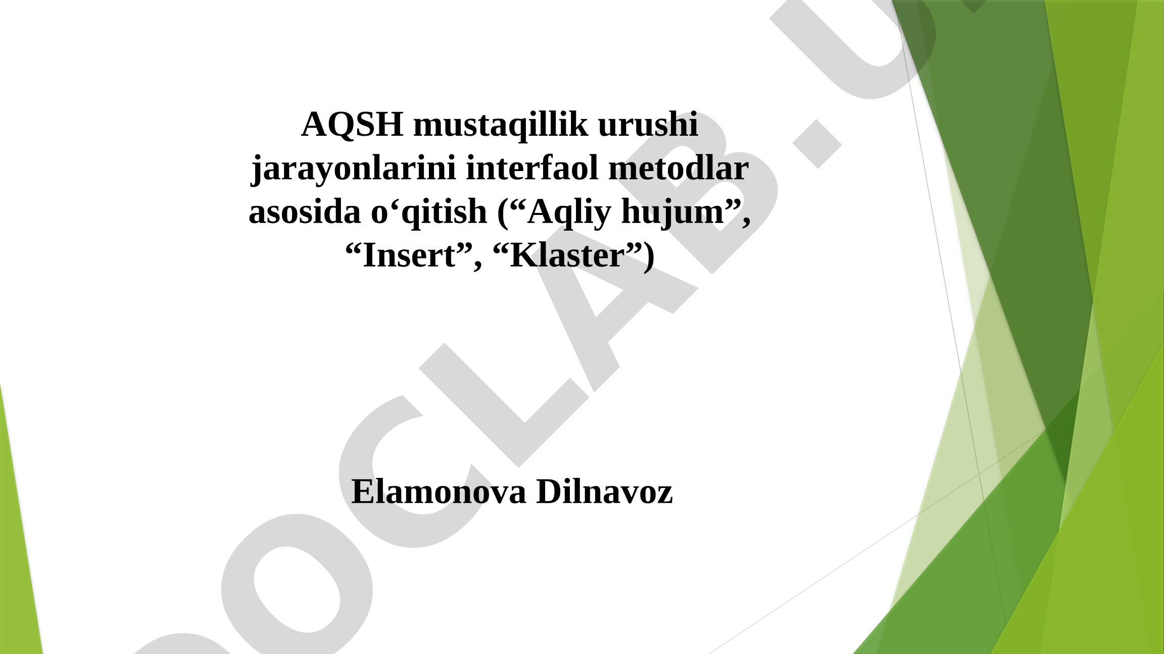 AQSH mustaqillik urushi jarayonlarini interfaol metodlar asosida o‘qitish