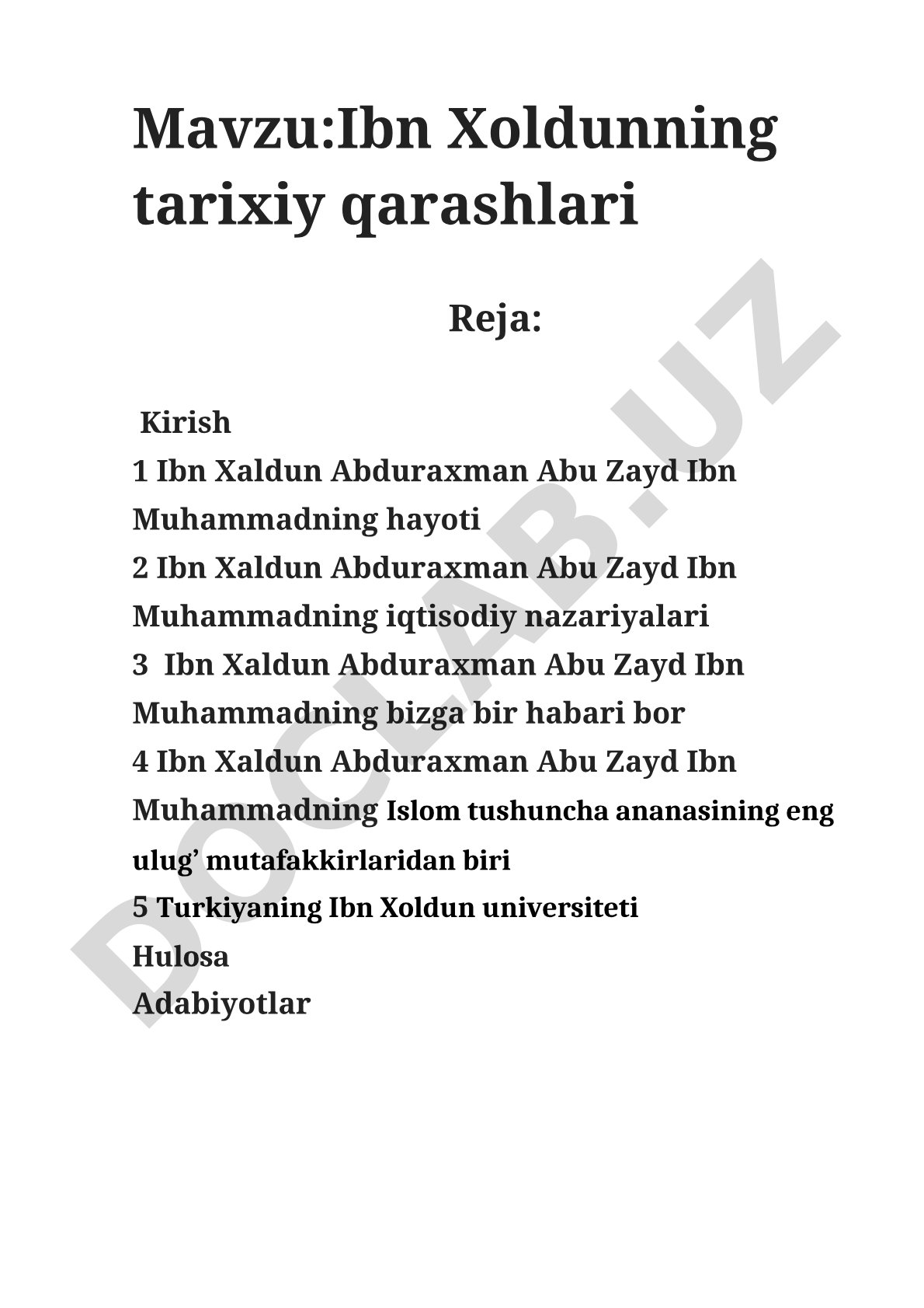 Ibn Xoldunning tarixiy qarashlari