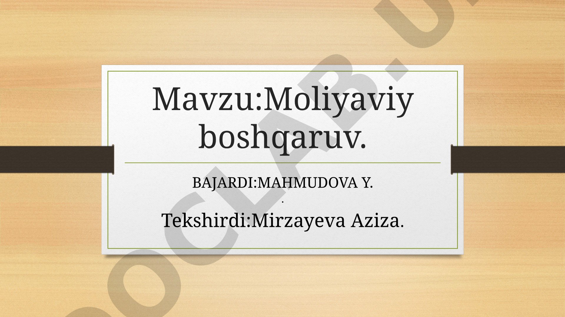 Moliyaviy boshqaruv