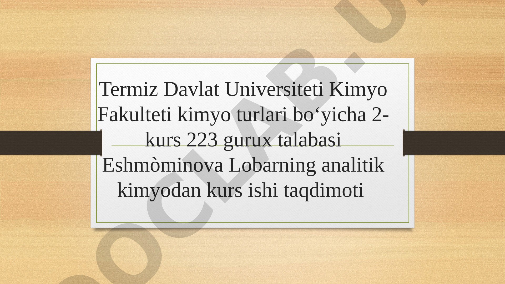 Tabiiy va oqava suvlardagi Fe 3+ ni fotometrik aniqlash