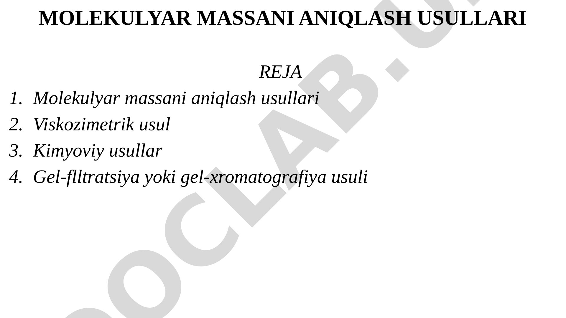 Molekulyar massani aniqlash usullari