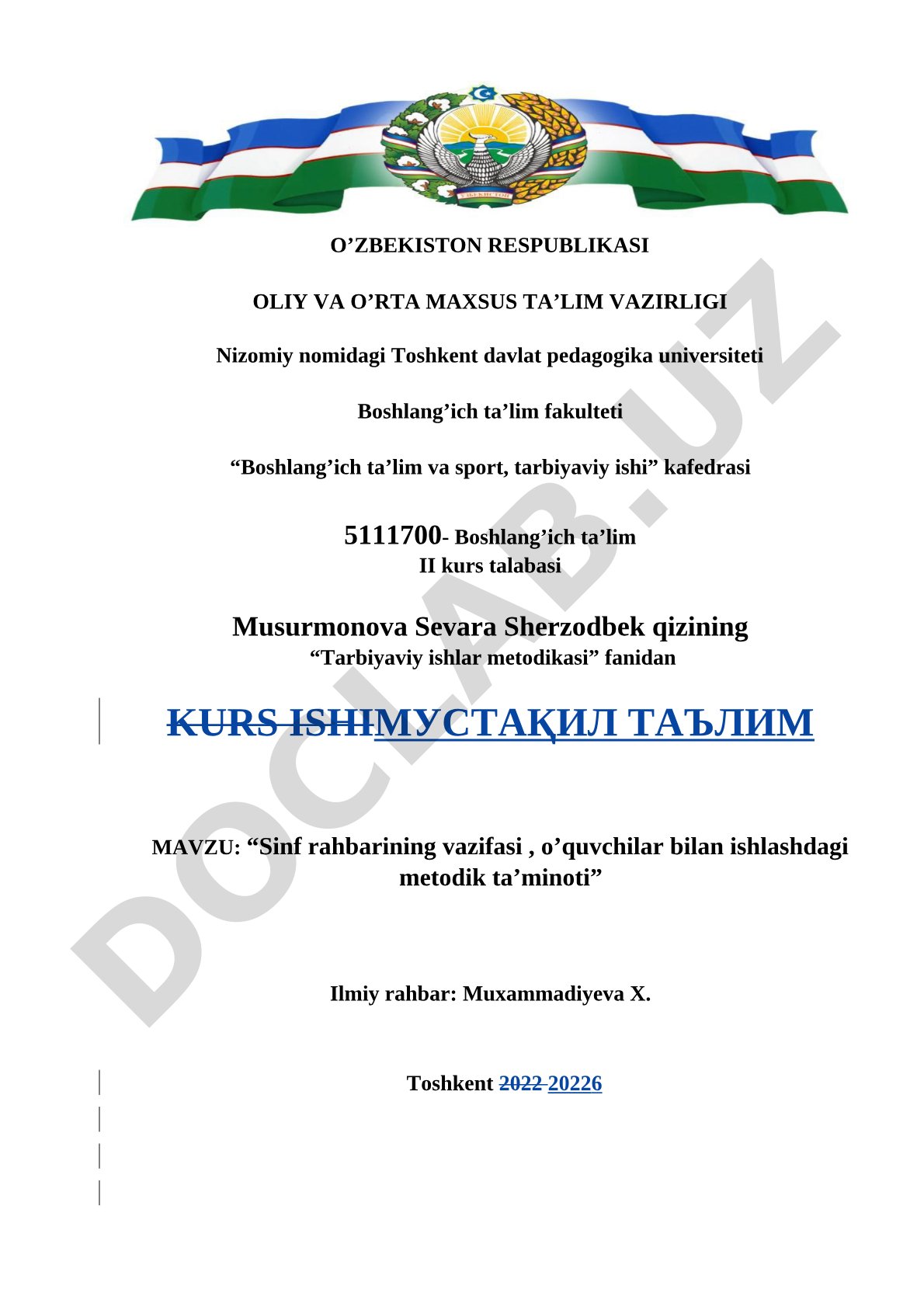 Sinf rahbarining vazifasi, o'quvchilar bilan ishlashdagi metodik ta'minoti