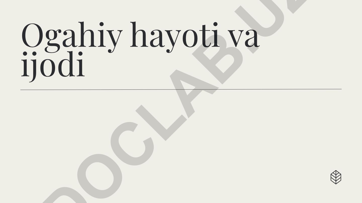 Ogahiy hayoti va ijodi