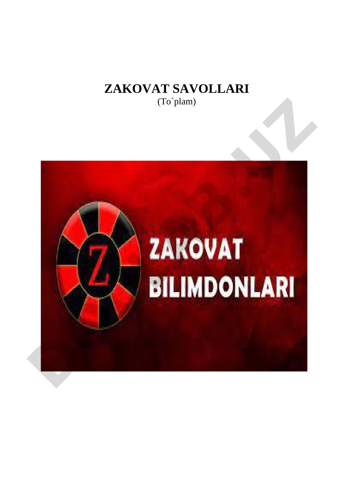 ZAKOVAT SAVOLLARI (To'plam)