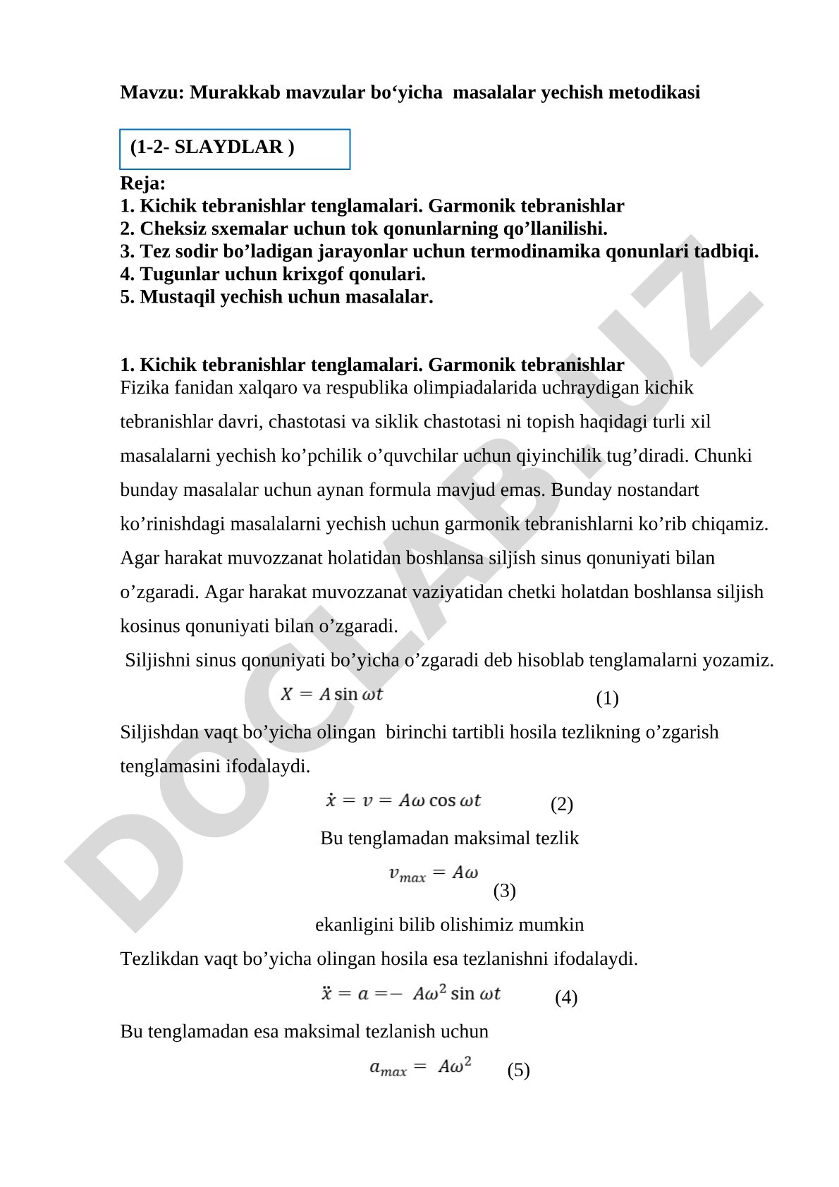 Murakkab mavzular bo‘yicha masalalar yechish metodikasi