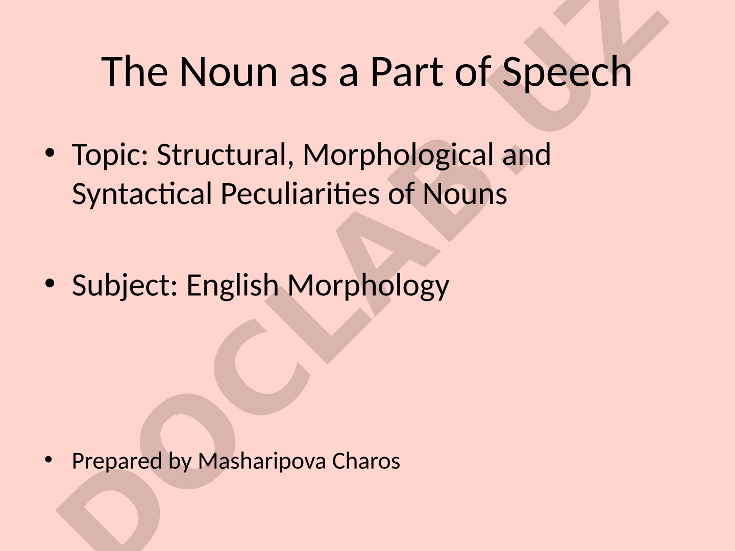 The Noun as a Part of Speech