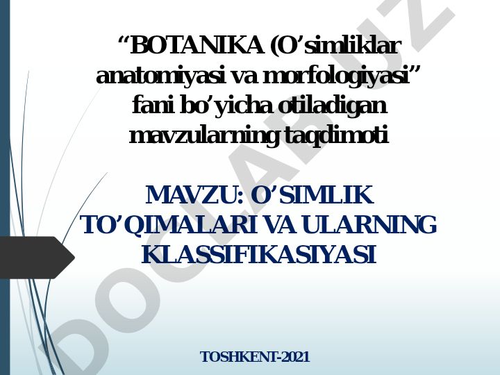 O'simlik to'qimalari va ularning klassifikasiyasi