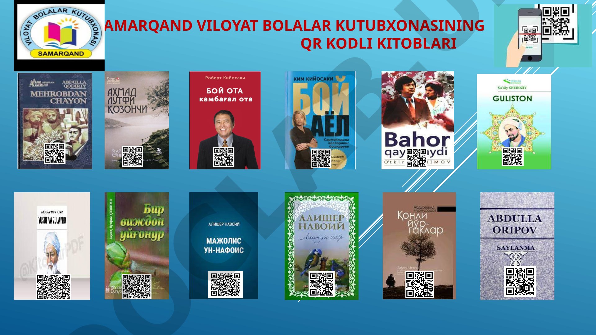 Samarqand viloyat bolalar kutubxonasining QR kodli kitoblari