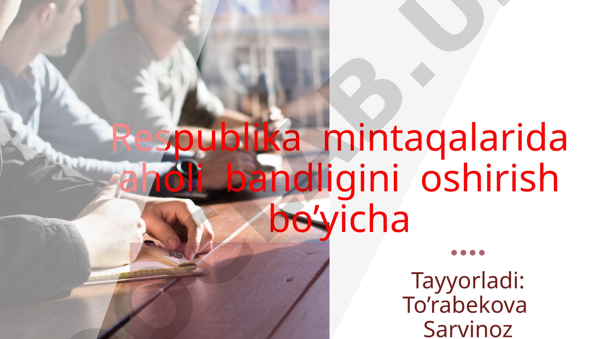 Respublika mintaqalarida aholi bandligini oshirish
