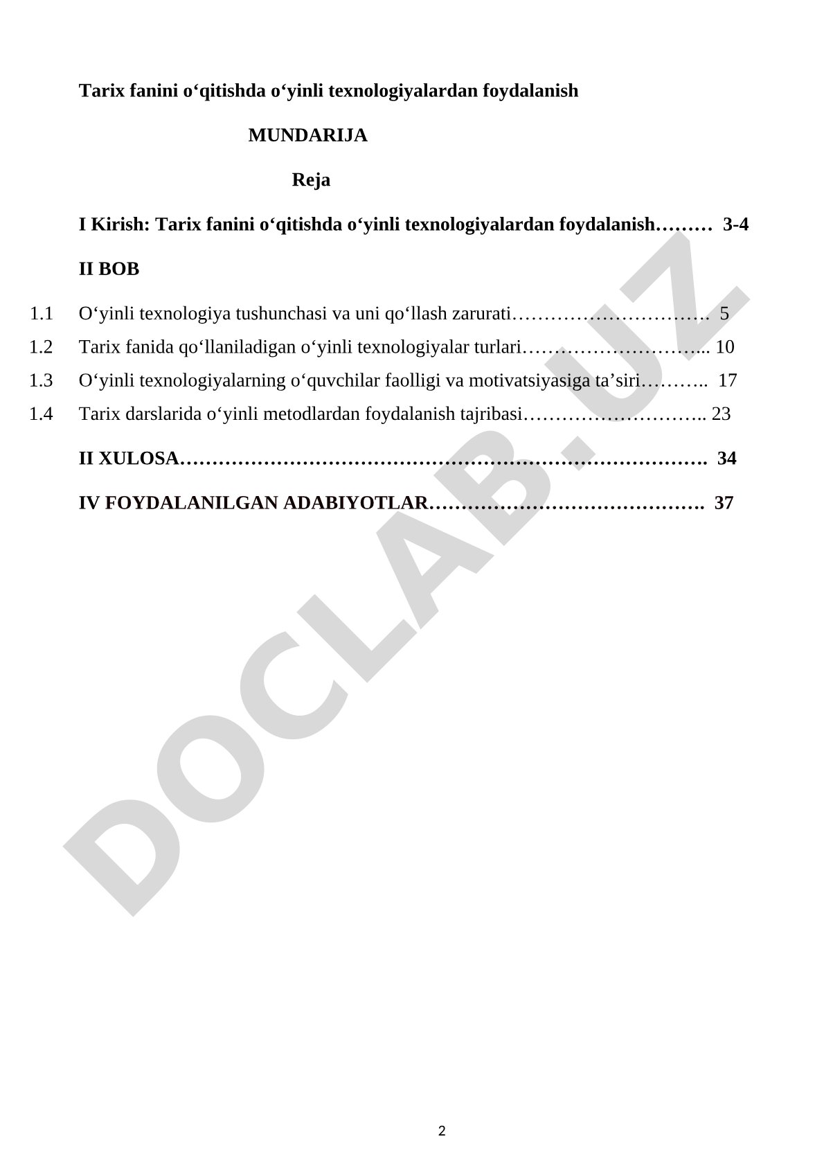 Tarix fanini o‘qitishda o‘yinli texnologiyalardan foydalanish