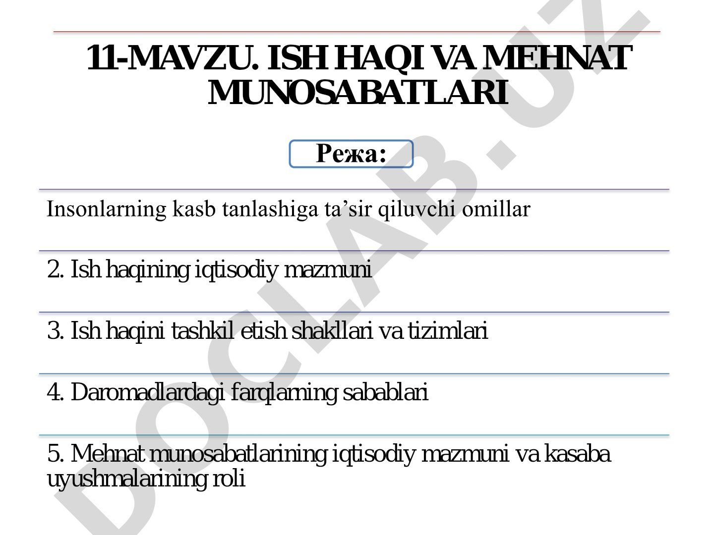 Ish haqi va mehnat munosabatlari