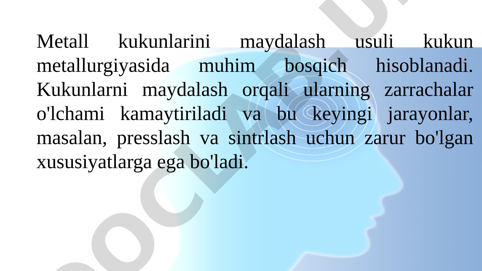 Metall kukunlarini maydalash usuli