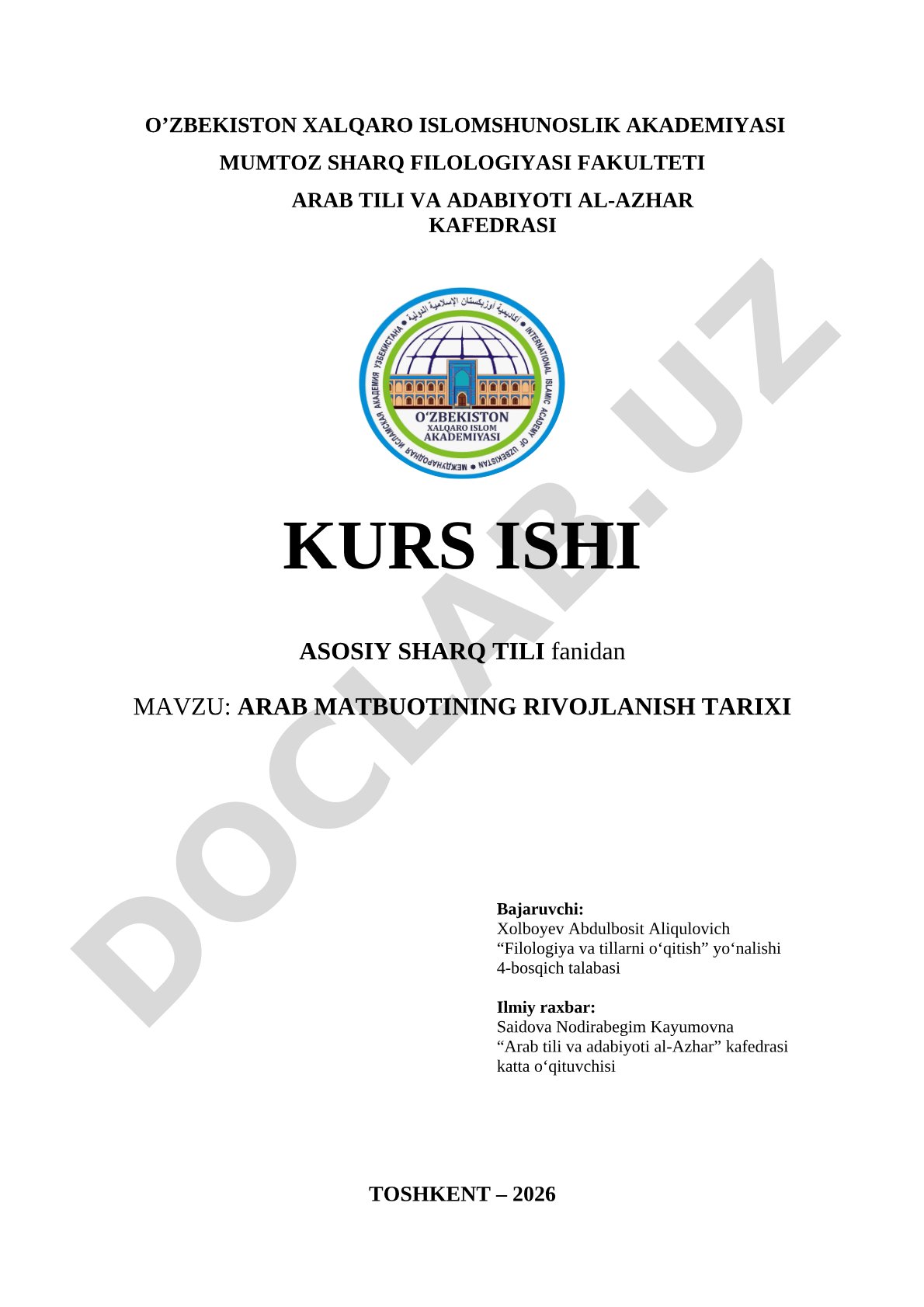 Arab matbuotining rivojlanish tarixi
