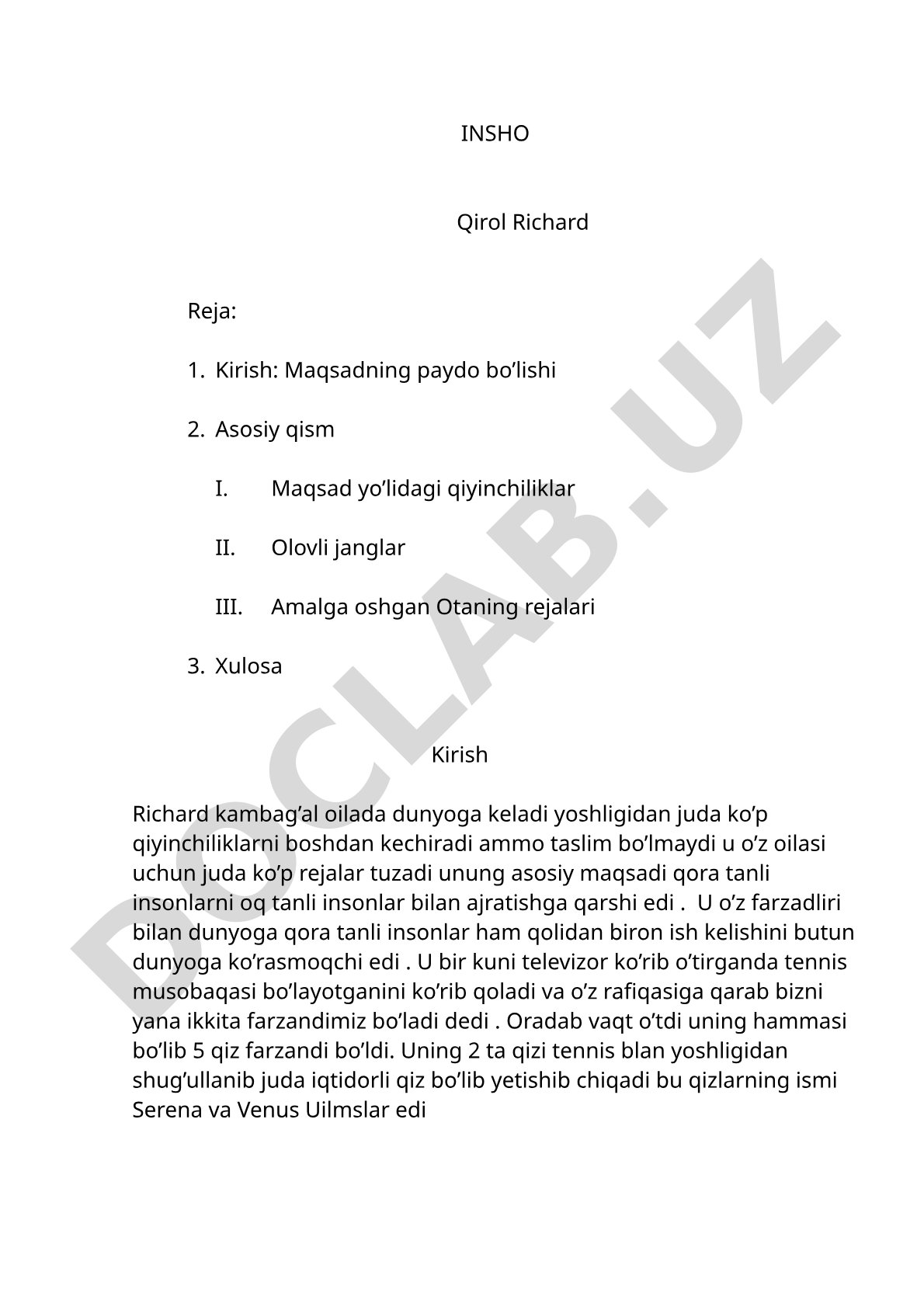 Richard Uilyamsning qizlarini tennis chempioni qilish yo'lidagi kurashi haqida