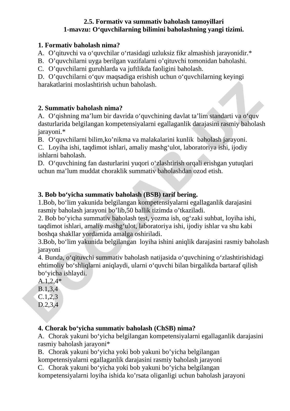 O‘quvchilarning bilimini baholashning yangi tizimi