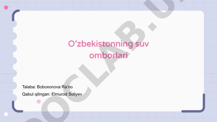 O‘zbekistonning suv omborlari