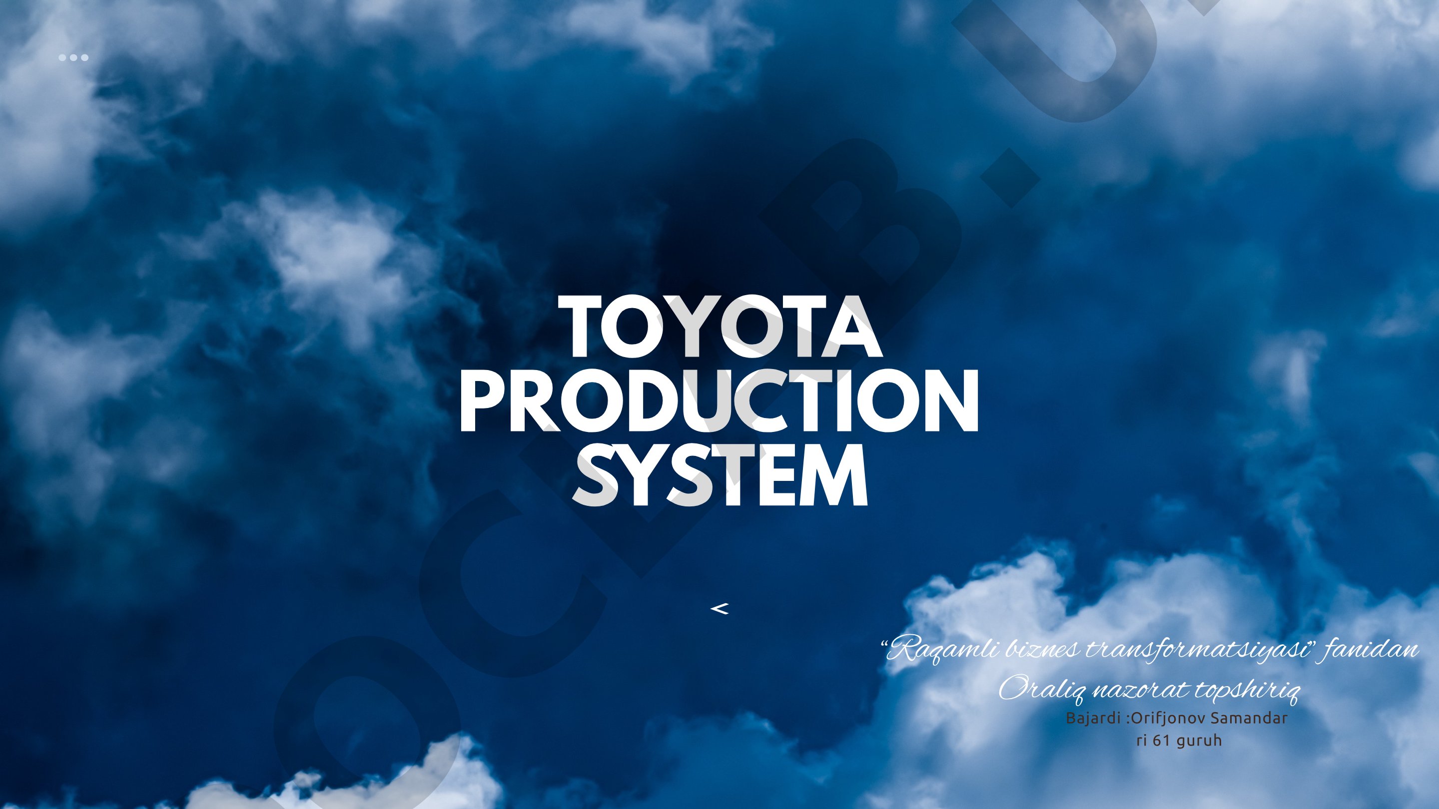 Toyota Production System asoslari, mahalliy zavodning AS-IS tahlili va TO-BE modeli