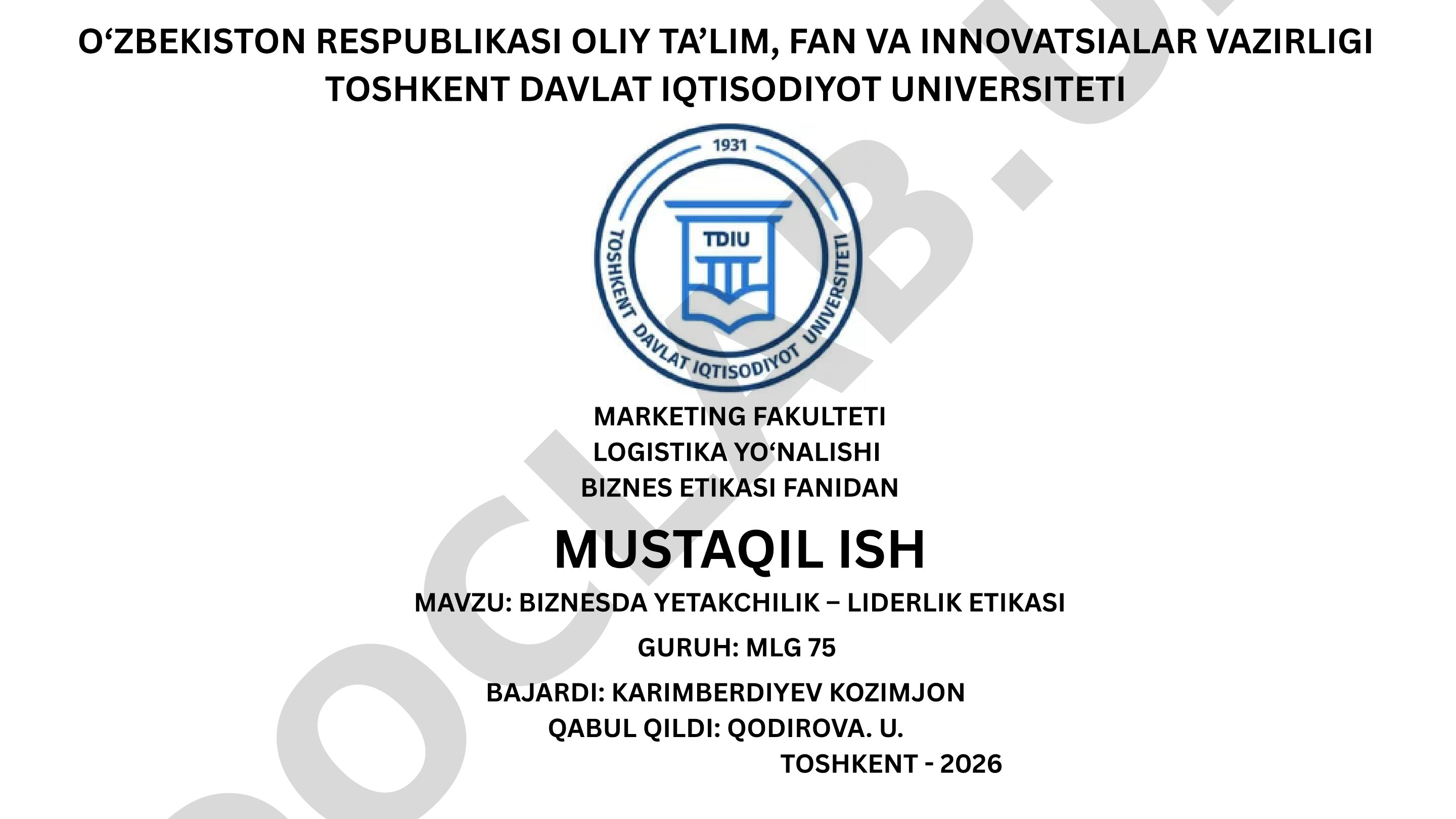 Biznesda yetakchilik – liderlik etikasi