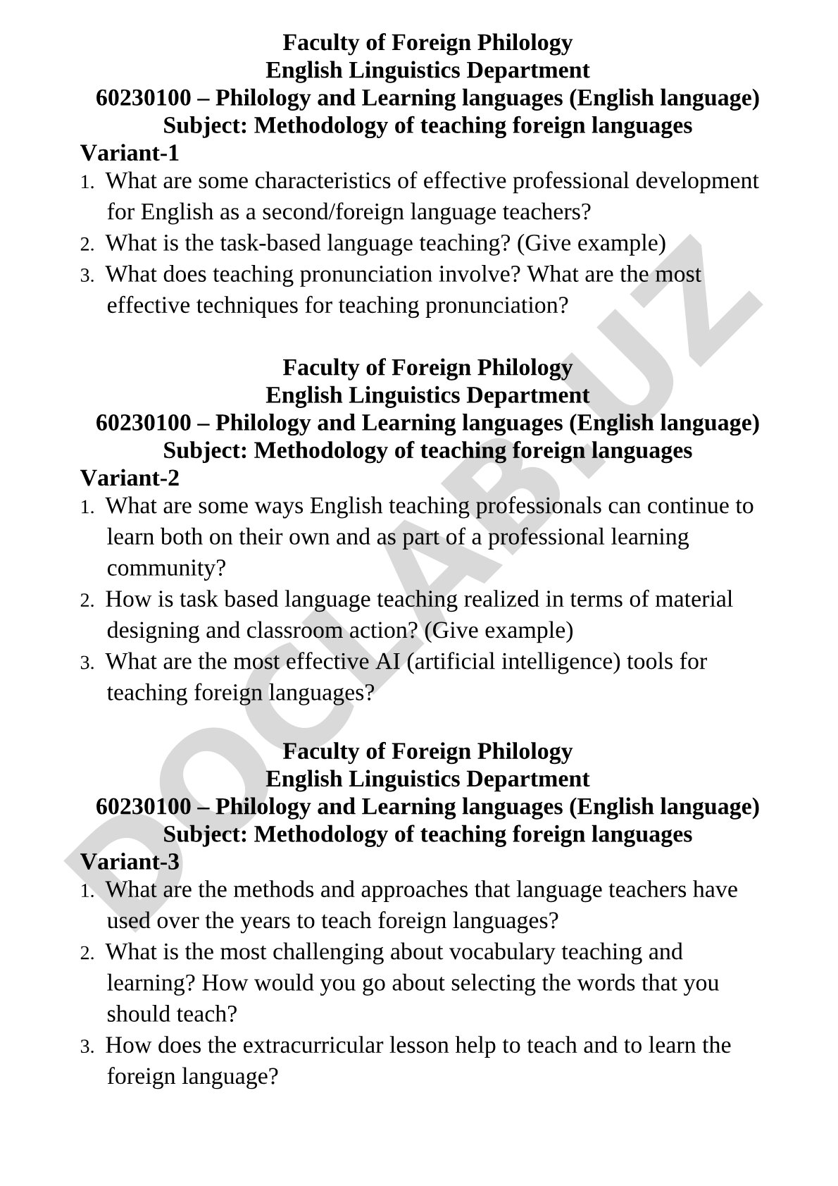 Methodology of teaching foreign languages
