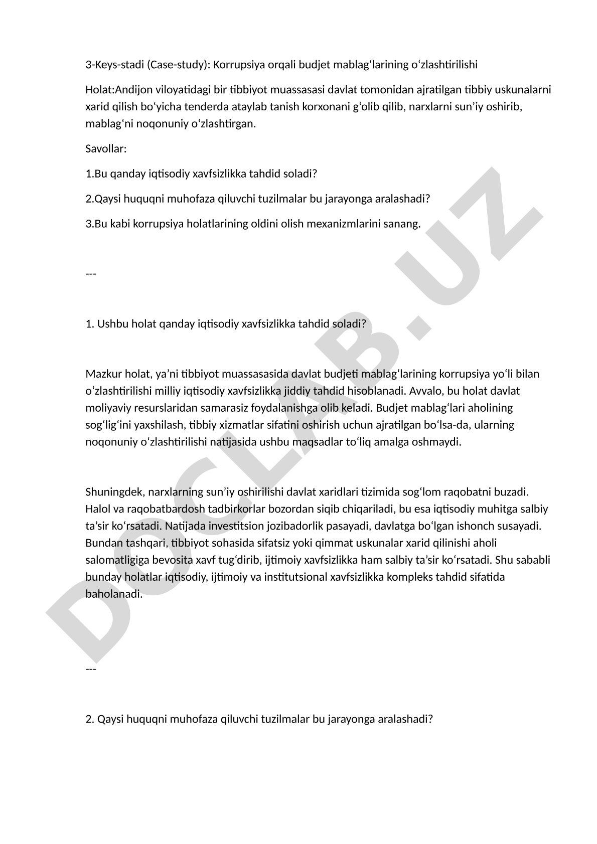 Korrupsiya orqali budjet mablag‘larining o‘zlashtirilishi