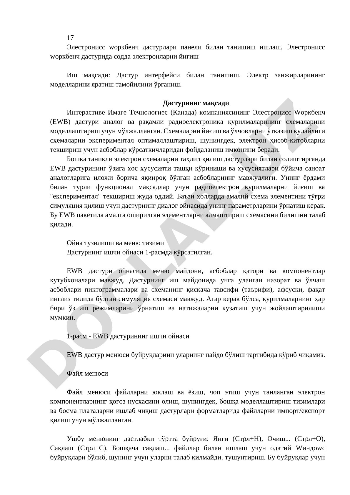 Электр занжирларининг моделларини яратиш тамойилини ўрганиш