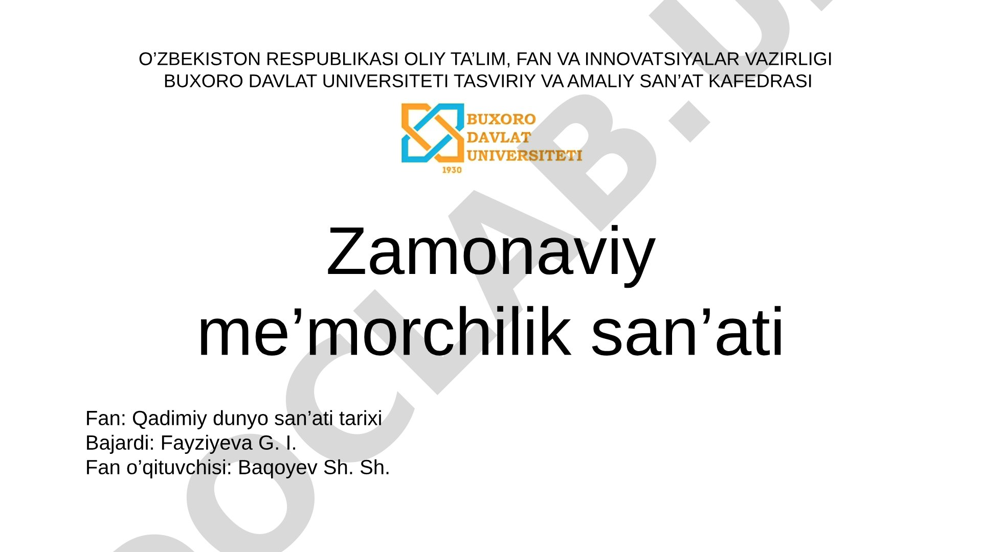 Zamonaviy me'morchilik san'ati