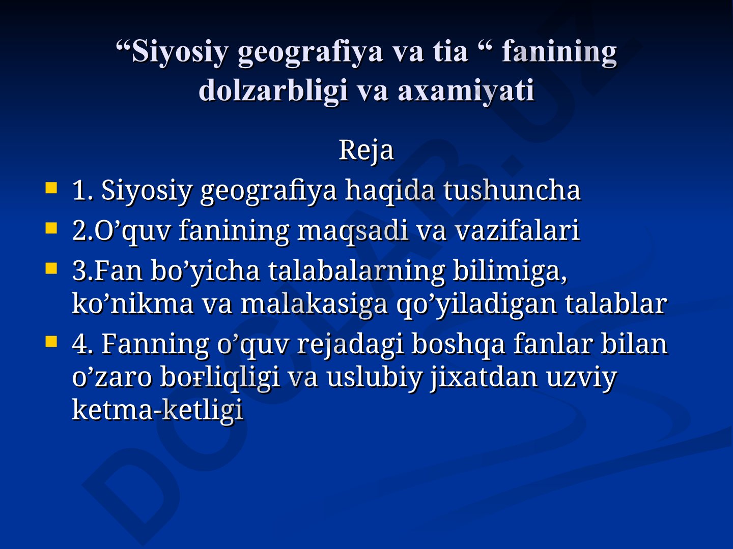 Siyosiy geografiya fanining dolzarbligi va axamiyati
