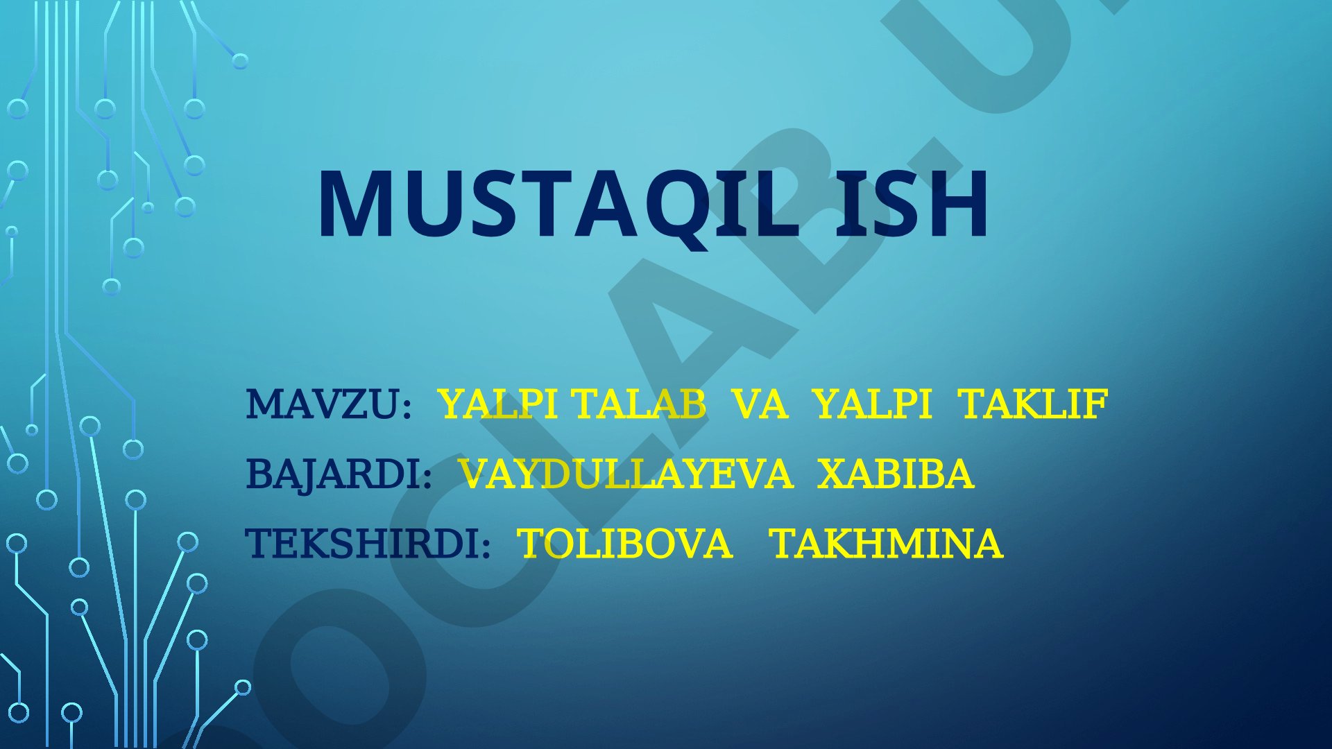 Yalpi talab va yalpi taklif