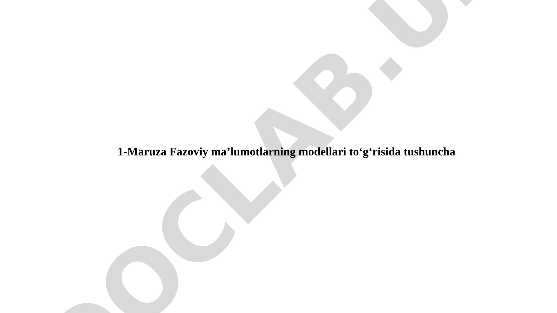 Fazoviy ma’lumotlarning modellari to‘g‘risida tushuncha