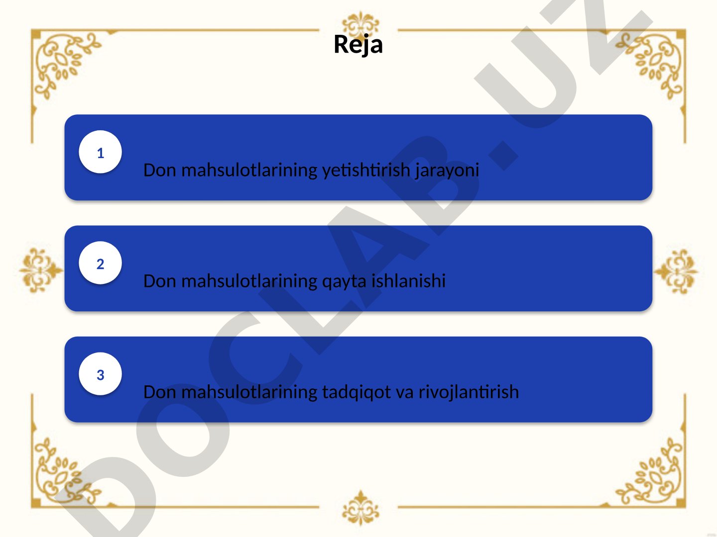 Don mahsulotlarining yetishtirish, qayta ishlash va tadqiqot jarayonlari