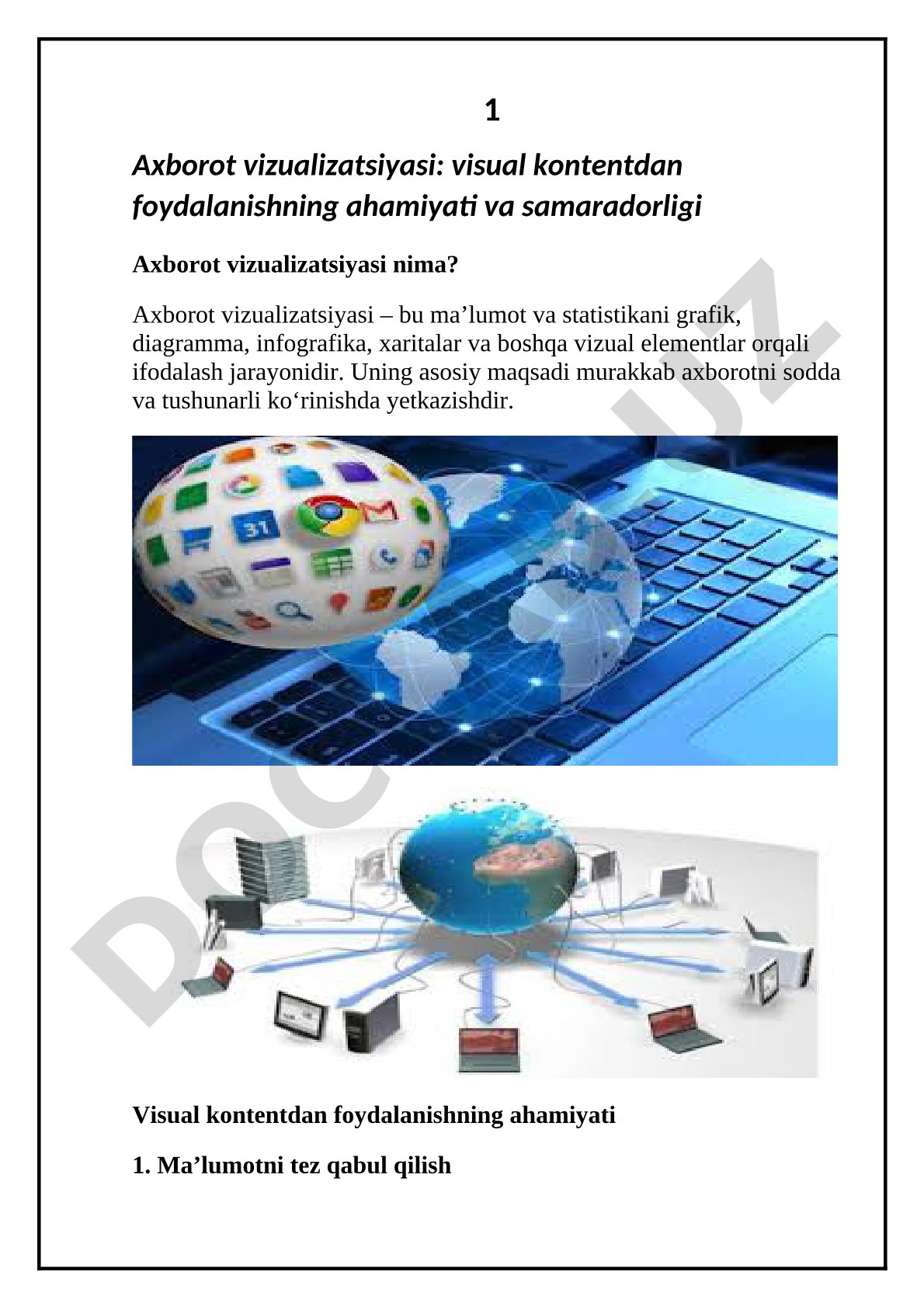 Axborot vizualizatsiyasi: visual kontentdan foydalanishning ahamiyati va samaradorligi