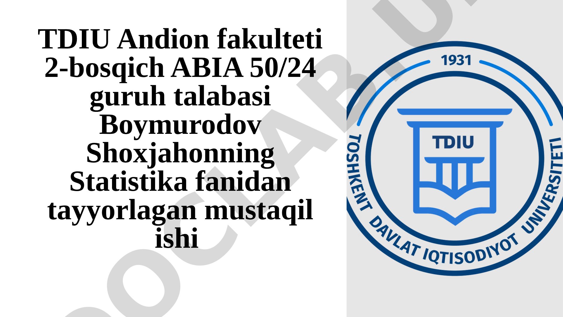 Statistik guruhlash va jamlash