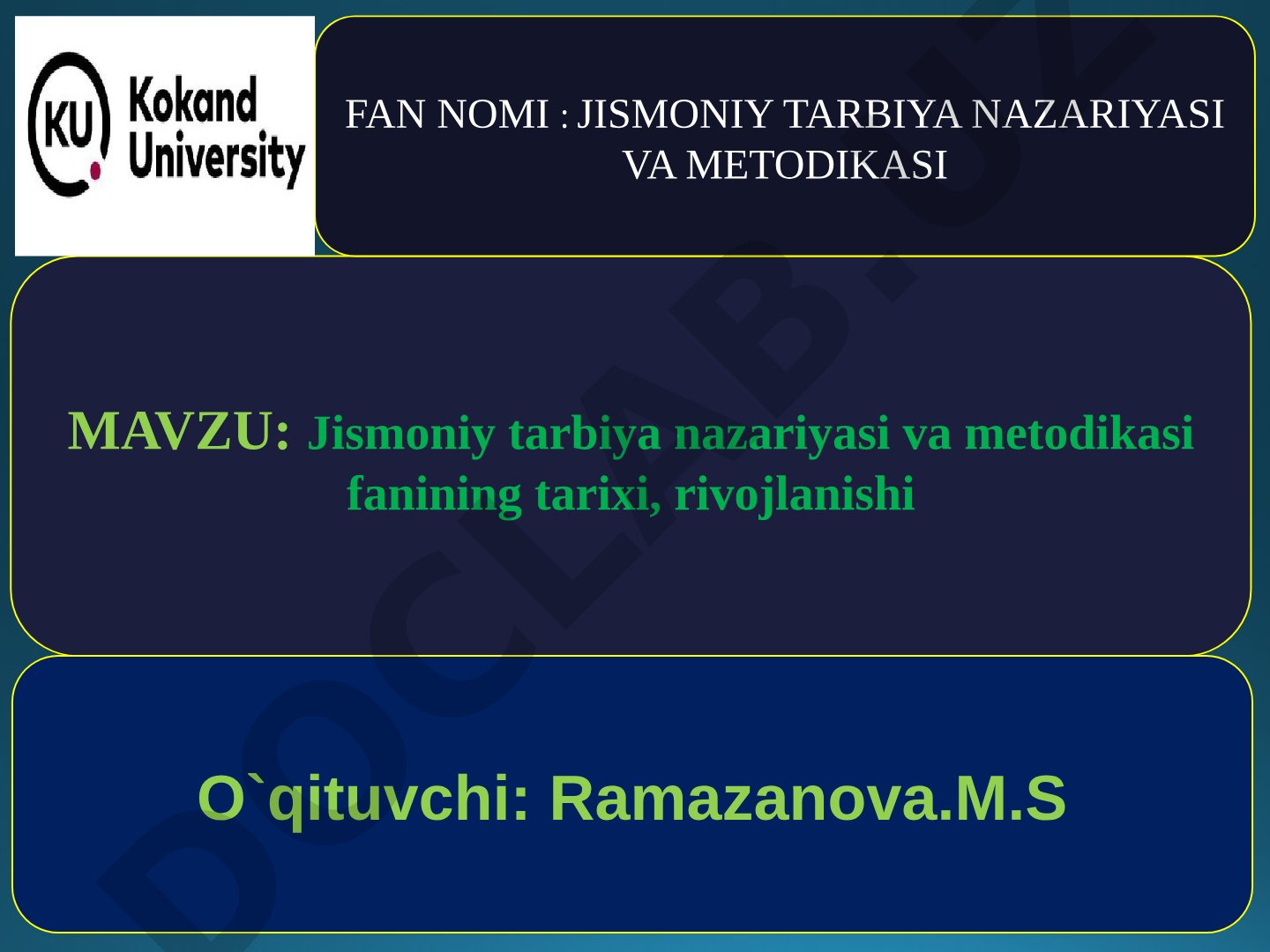 Jismoniy tarbiya nazariyasi va metodikasi fanining tarixi, rivojlanishi