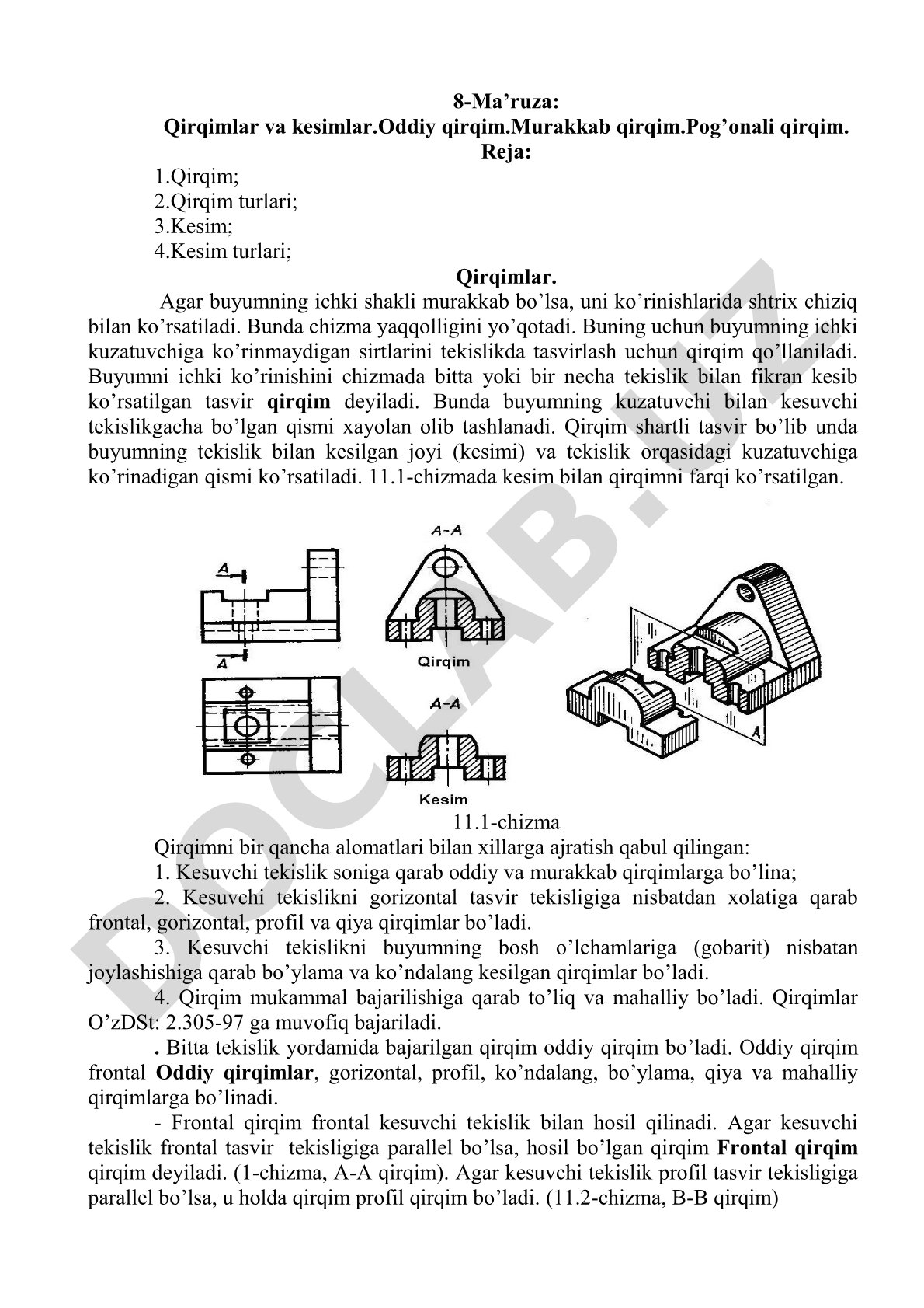 Qirqimlar va kesimlar