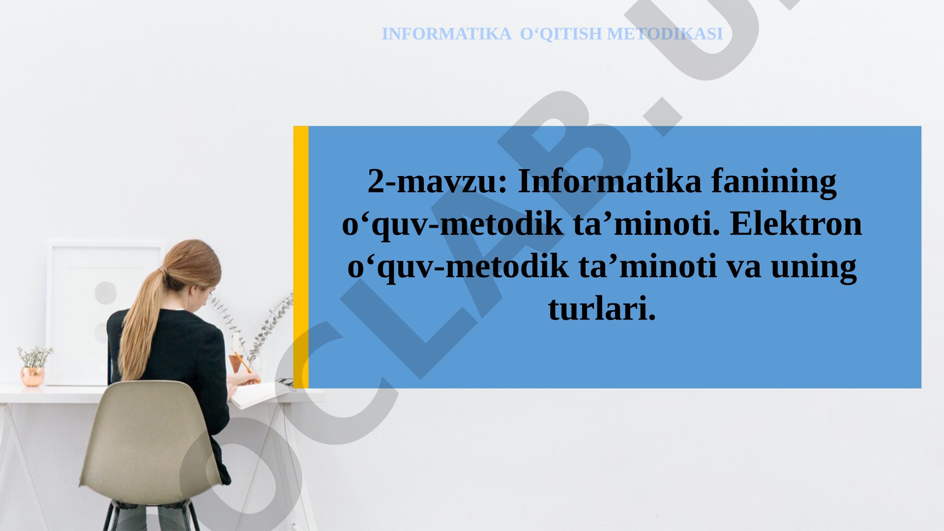 Informatika fanining o‘quv-metodik ta’minoti. Elektron o‘quv-metodik ta’minoti va uning turlari.