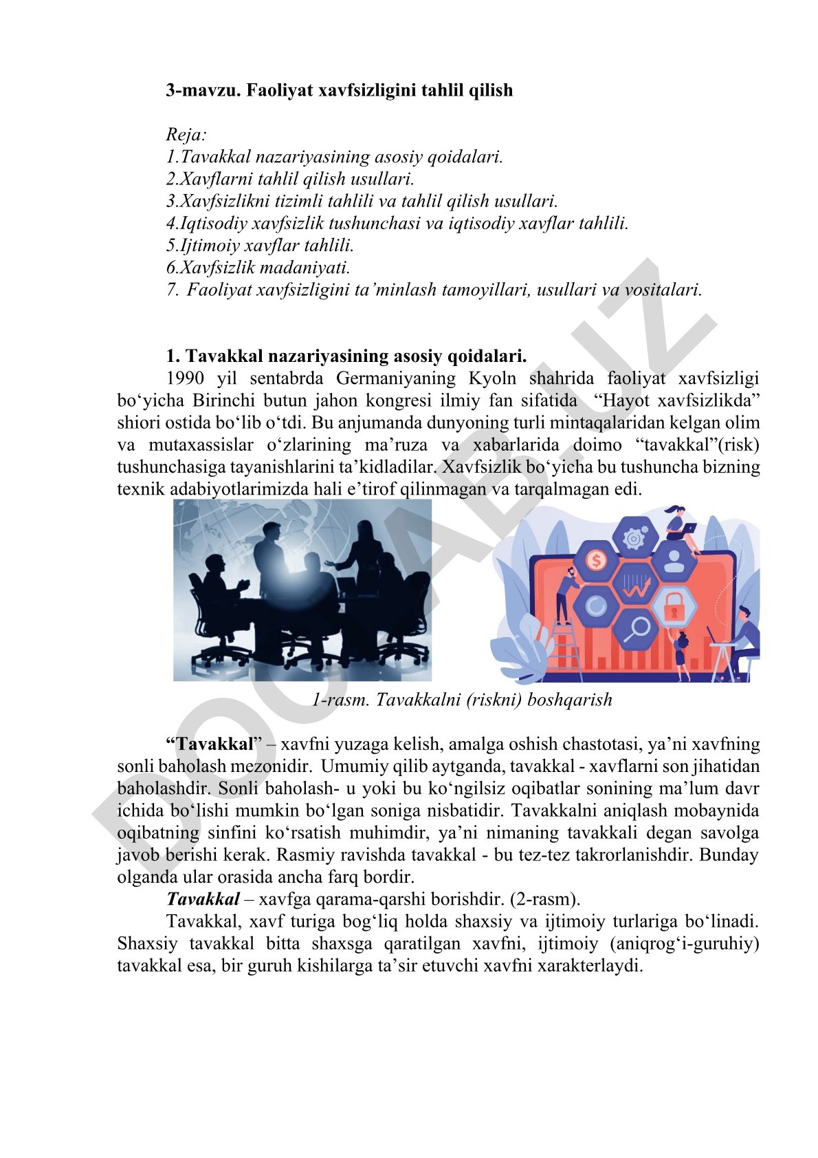 Faoliyat xavfsizligini tahlil qilish