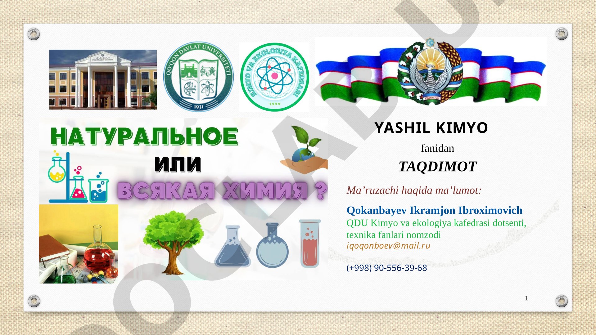 Kimyoviy reaksiyalar unumini oshirish