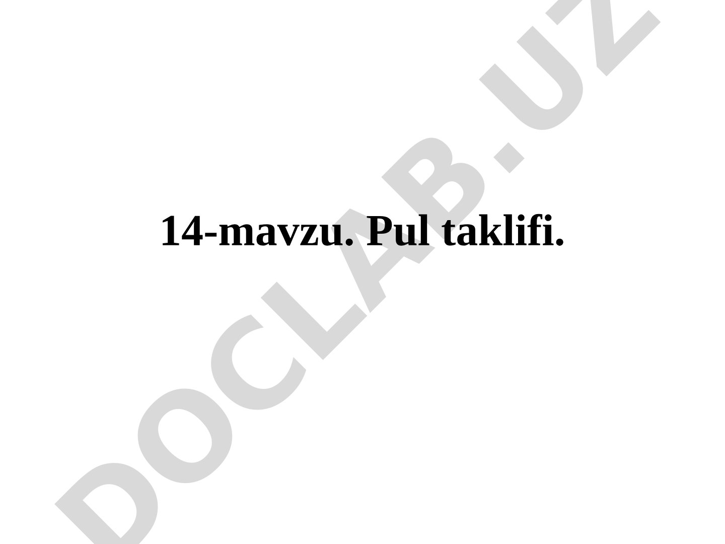 Pul taklifi, bank multiplikatori formulasi va markaziy bank roli yoritilgan