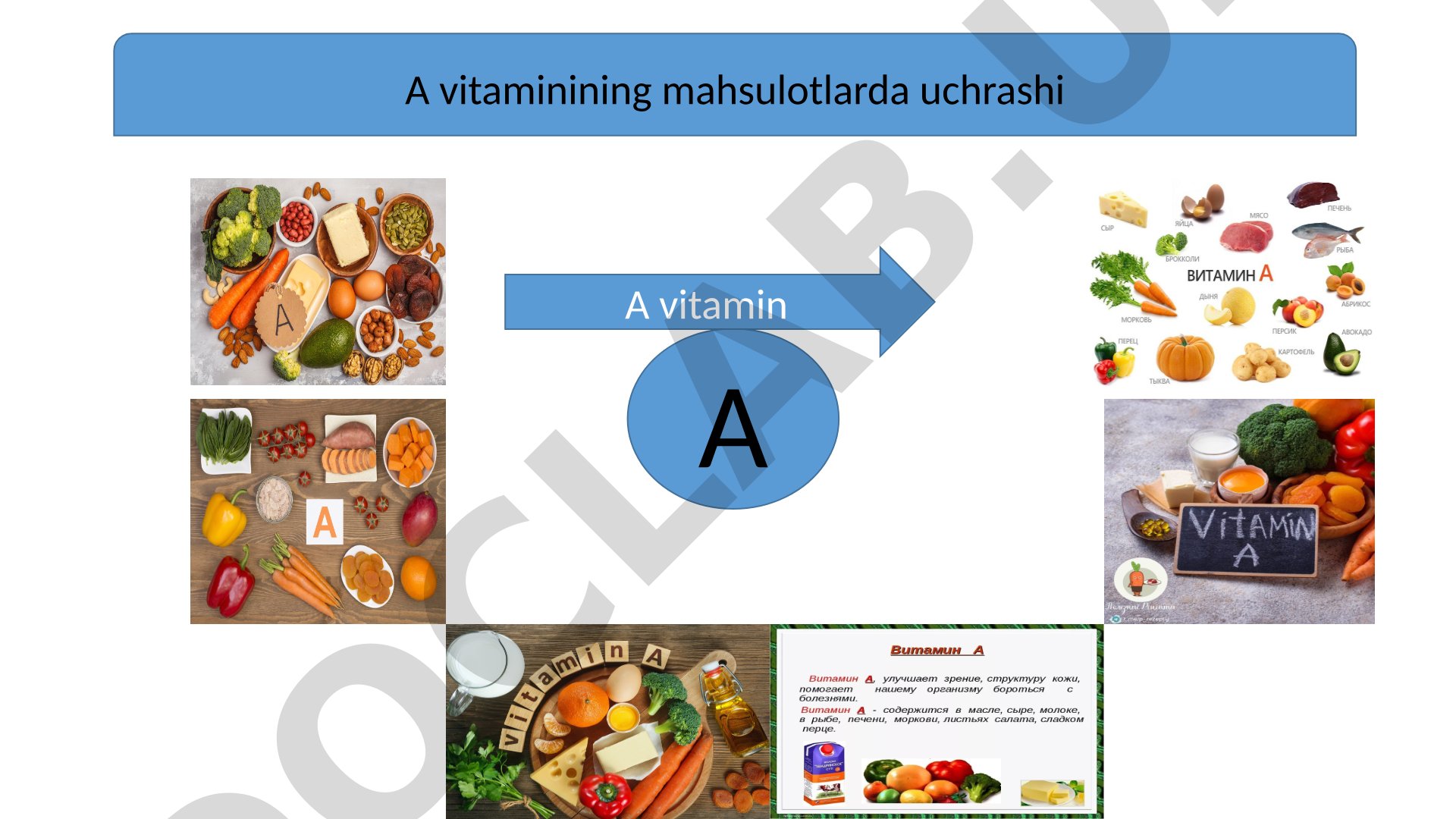 A vitaminining mahsulotlarda uchrashi