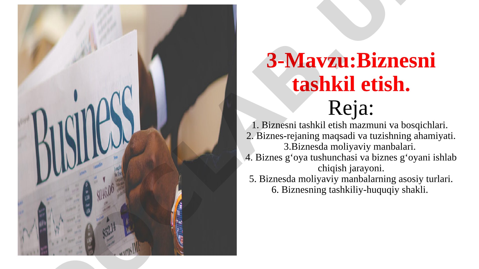 Biznesni tashkil etish