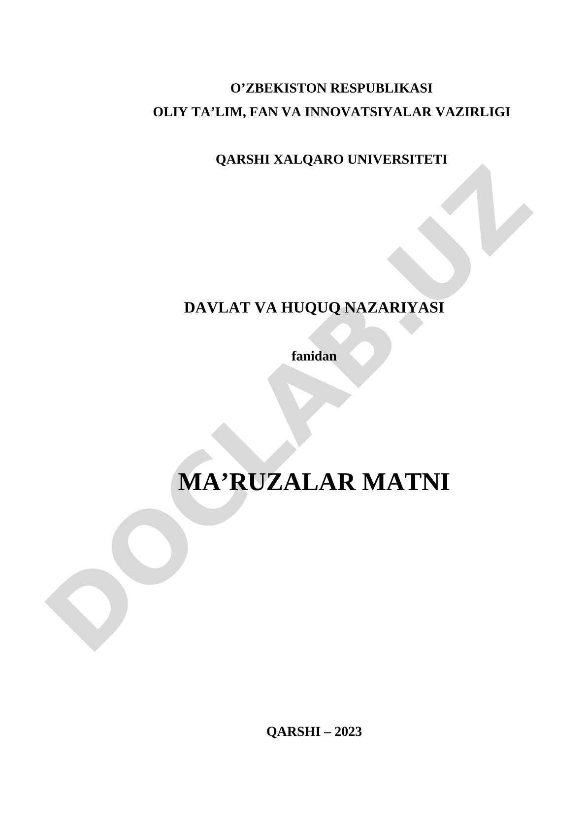 Davlat va huquq nazariyasi